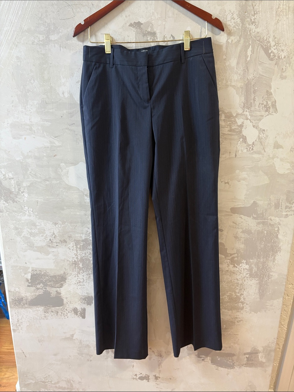 attention Navy Pinstripe Women's Dress Trousers